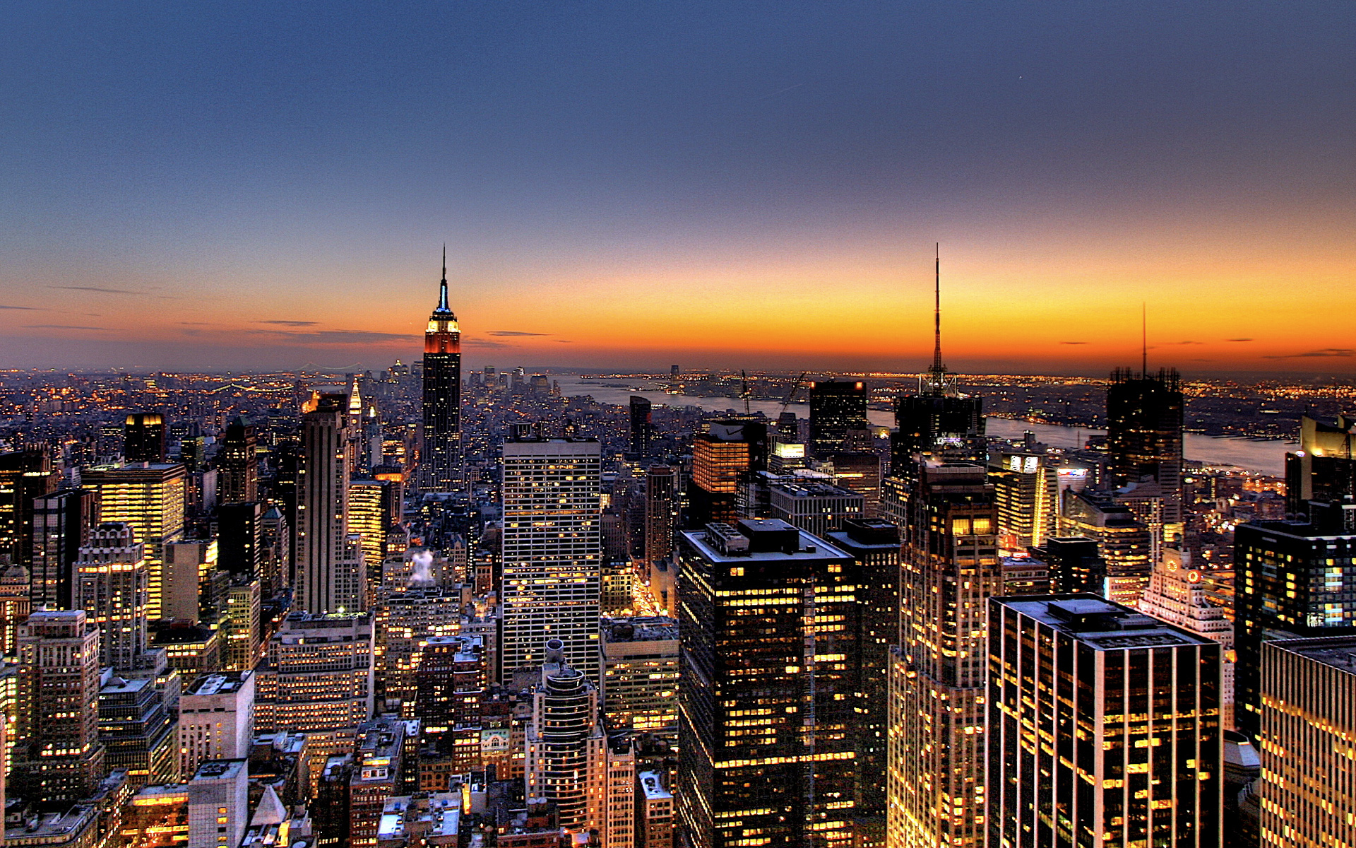 New York City skyline at sunset — MyNYSUV luxury car service NYC inbound outbound trips to NJ CT MA PA RI